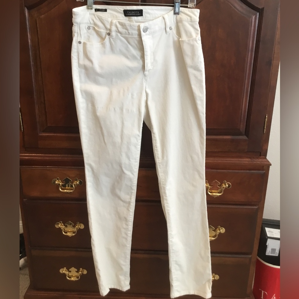 Talbots Off-White Straight Leg Corduroy Pants (Size 4)